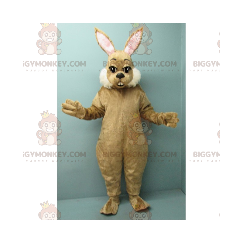 Costume mascotte BIGGYMONKEY™ coniglio marrone e guance bianche