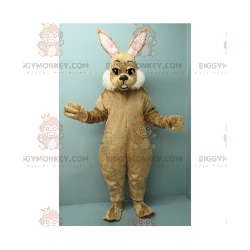 Disfraz de mascota de conejo marrón y mejillas blancas