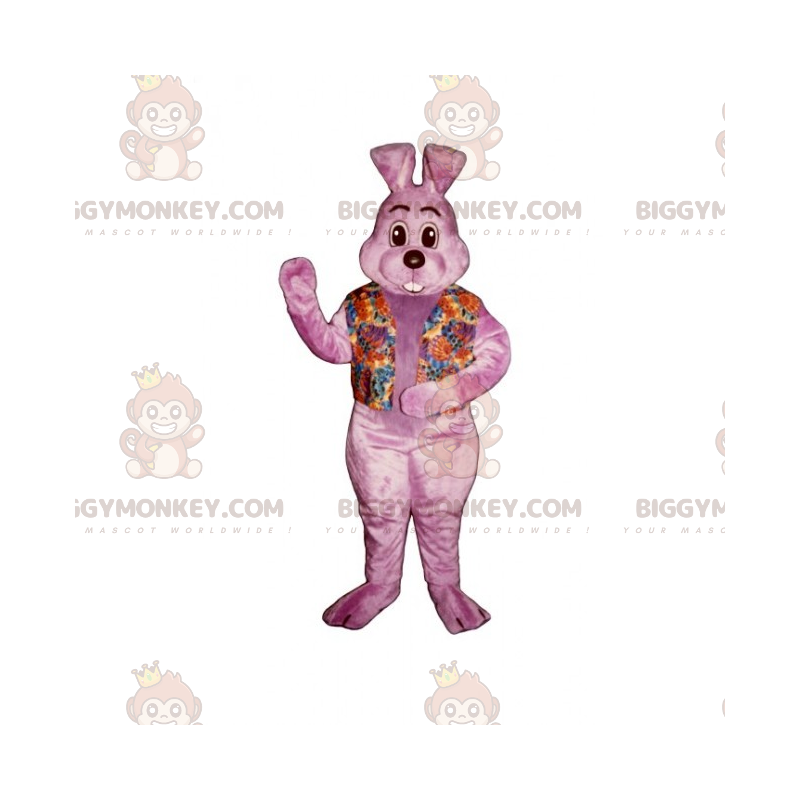 Fantasia de mascote de coelho rosa BIGGYMONKEY™ com camisa