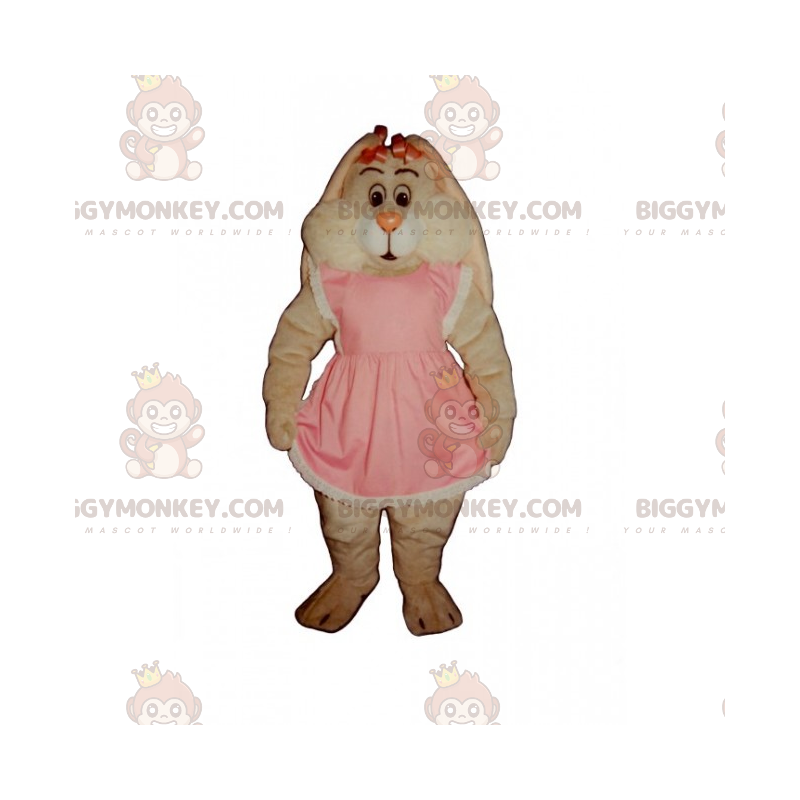 Fantasia de mascote de coelho rosa BIGGYMONKEY™ com vestido e