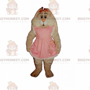 Fantasia de mascote de coelho rosa BIGGYMONKEY™ com vestido e