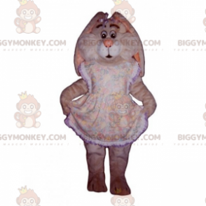 Kostým růžového zajíčka BIGGYMONKEY™ maskota s šaty a mašlemi –