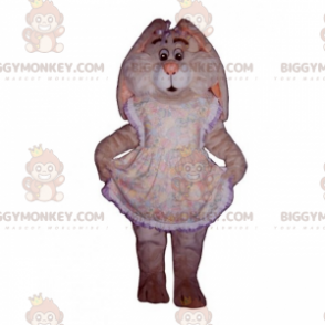 Pink Bunny BIGGYMONKEY™ maskotkostume med kjole og sløjfer -