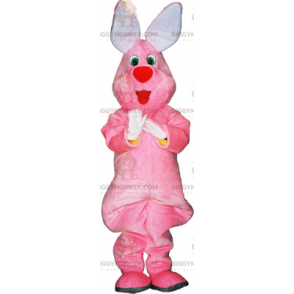 Costume de mascotte BIGGYMONKEY™ de lapin rose en peluche -