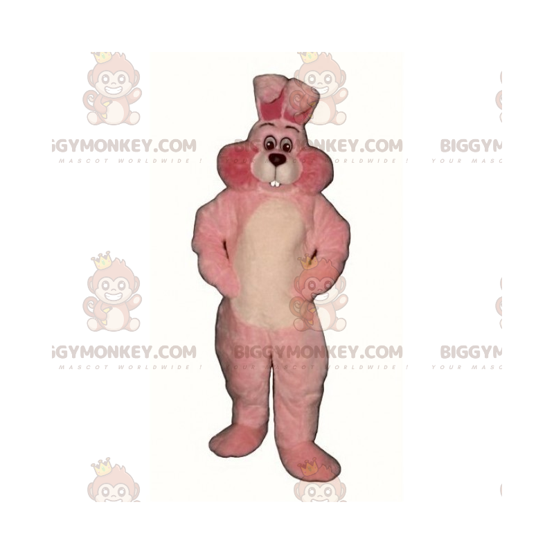 Costume de mascotte BIGGYMONKEY™ de lapin rose et blanc -