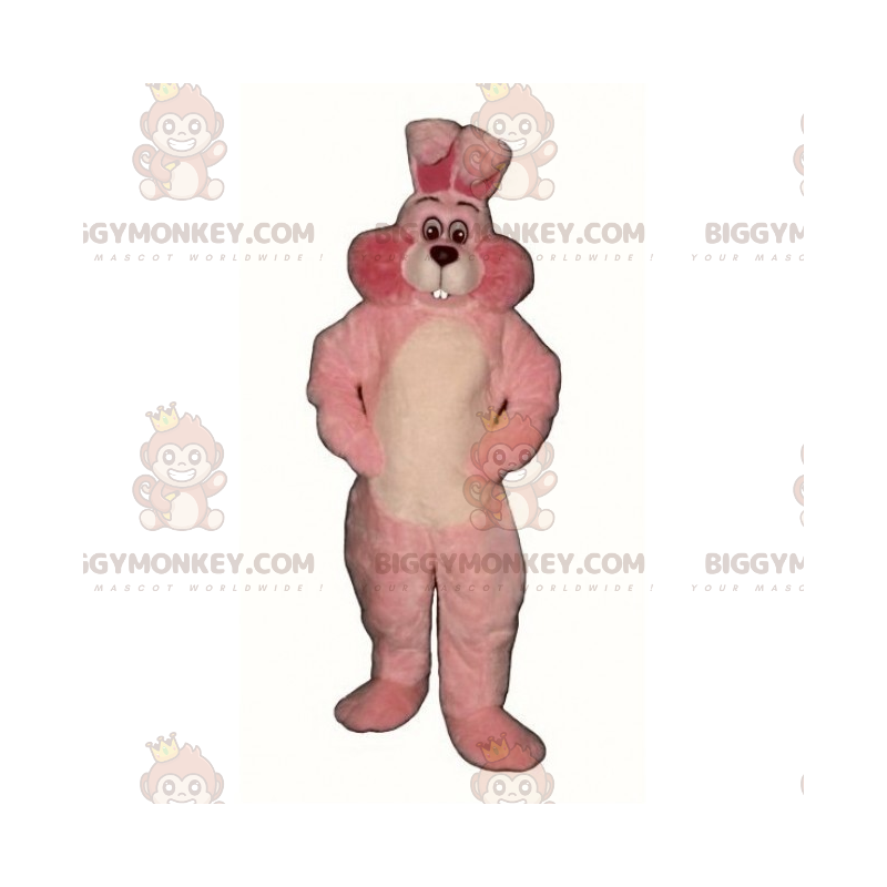Kostium maskotka różowy i biały królik BIGGYMONKEY™ -