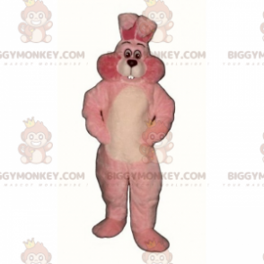 Costume de mascotte BIGGYMONKEY™ de lapin rose et blanc -