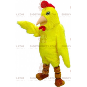 Costume mascotte BIGGYMONKEY™ uccello gallina gallo giallo e