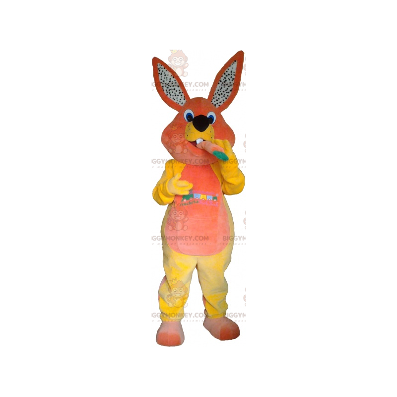 Costume de mascotte BIGGYMONKEY™ de lapin orange et jaune avec