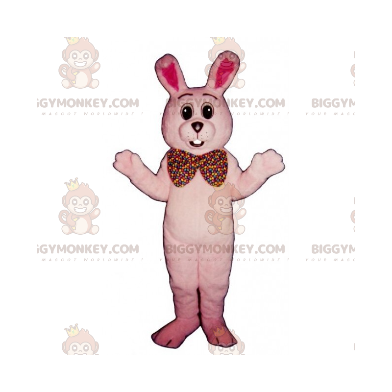 BIGGYMONKEY™ Pink kanin & kæmpe sløjfemaskotkostume -