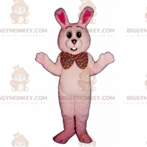 BIGGYMONKEY™ Pink kanin & kæmpe sløjfemaskotkostume -