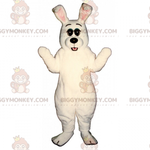 Costume de mascotte BIGGYMONKEY™ de lapin tout blanc et nez