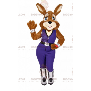 Bunny BIGGYMONKEY™ mascottekostuum met jumpsuit -