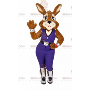 Bunny BIGGYMONKEY™ Maskottchenkostüm mit Overall -