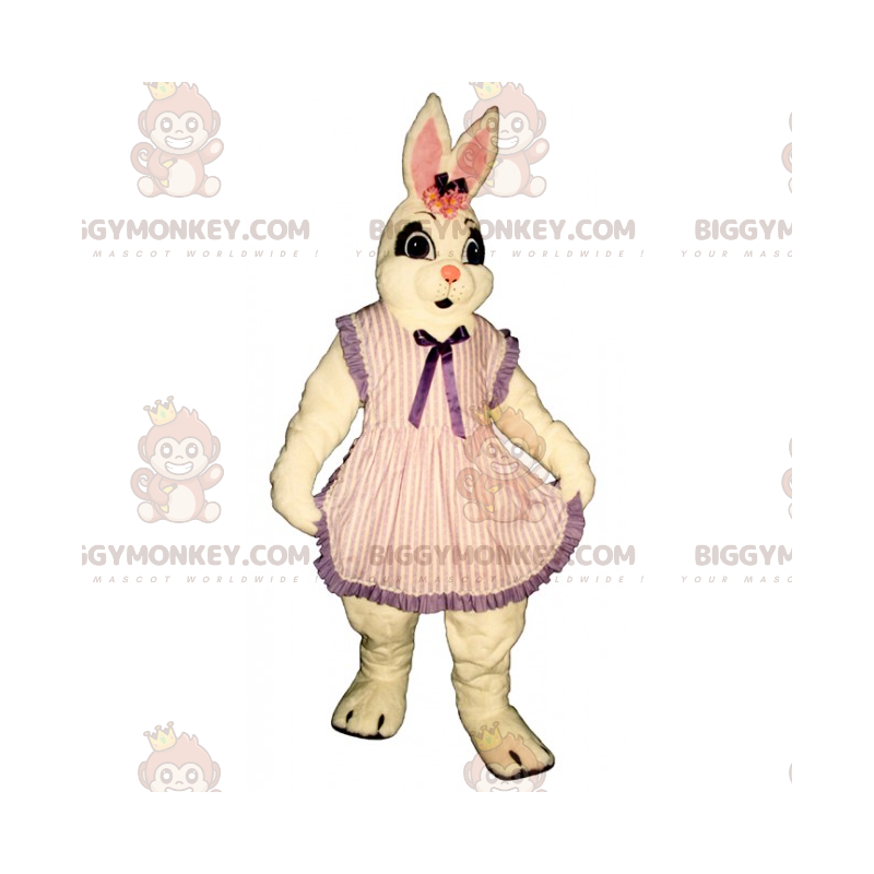 Fantasia de mascote BIGGYMONKEY™ Coelho branco com vestido