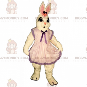 Fantasia de mascote BIGGYMONKEY™ Coelho branco com vestido