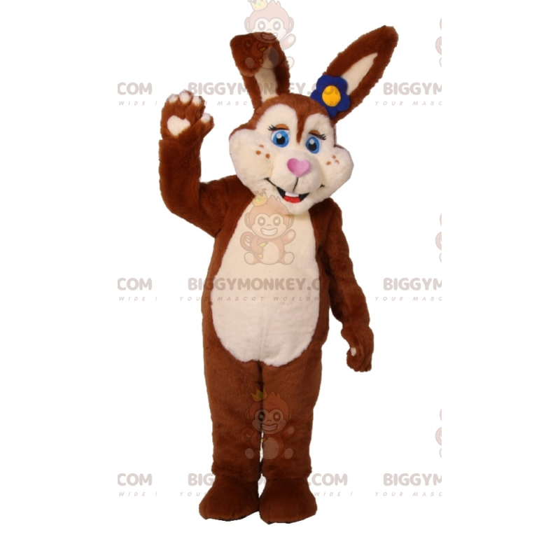 BIGGYMONKEY™ Costume mascotte coniglio marrone occhi azzurri