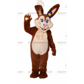 Costume de mascotte BIGGYMONKEY™ de lapine marron aux yeux