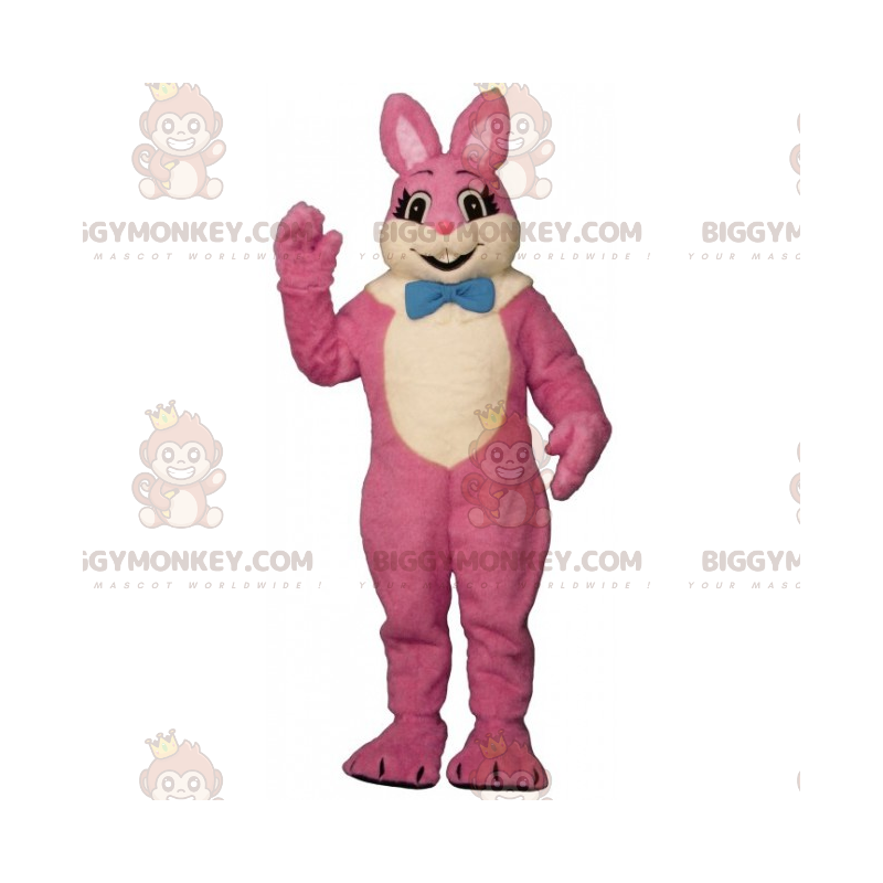 BIGGYMONKEY™ Costume da mascotte coniglietto rosa con papillon