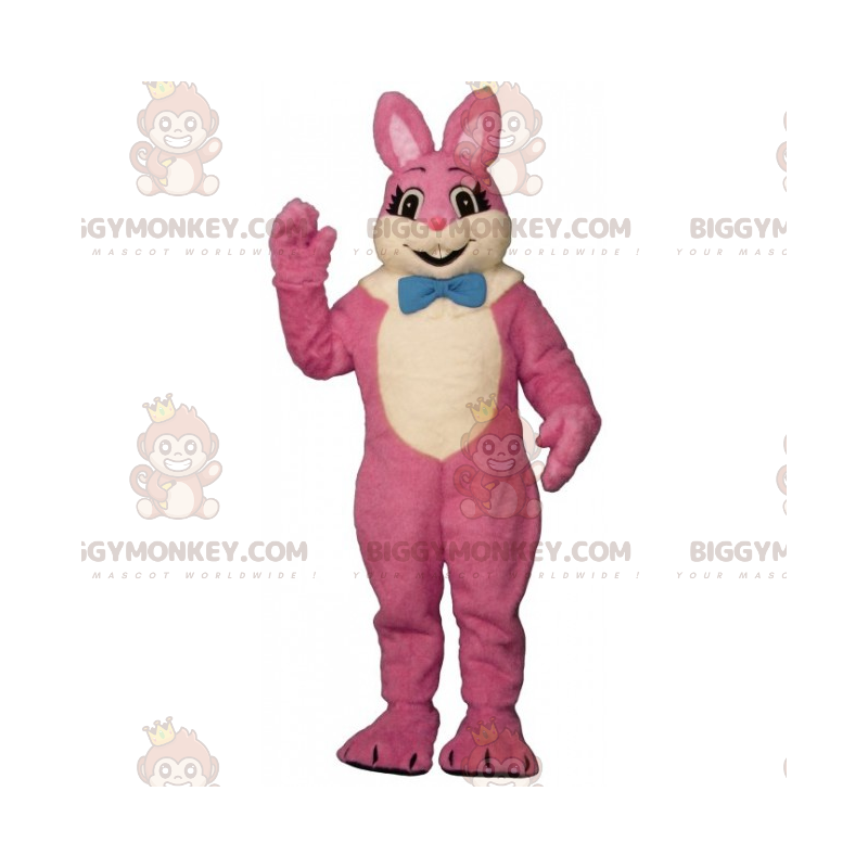 BIGGYMONKEY™ Rosa kaninmaskotdräkt med fluga - BiggyMonkey