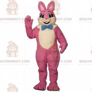 Costume de mascotte BIGGYMONKEY™ de lapine rose avec nœud