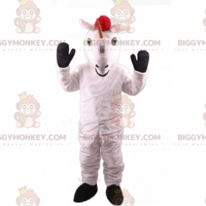 Costume de mascotte BIGGYMONKEY™ de licorne blanche et crinière