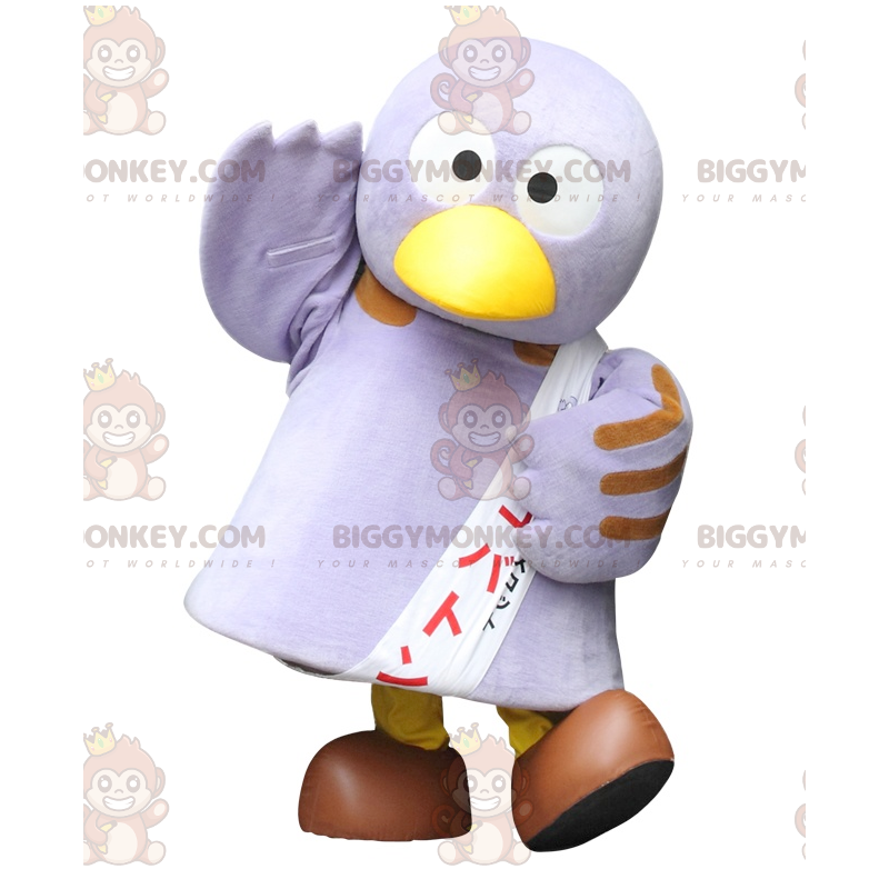 Traje de mascote BIGGYMONKEY™ de pássaro roxo grande muito