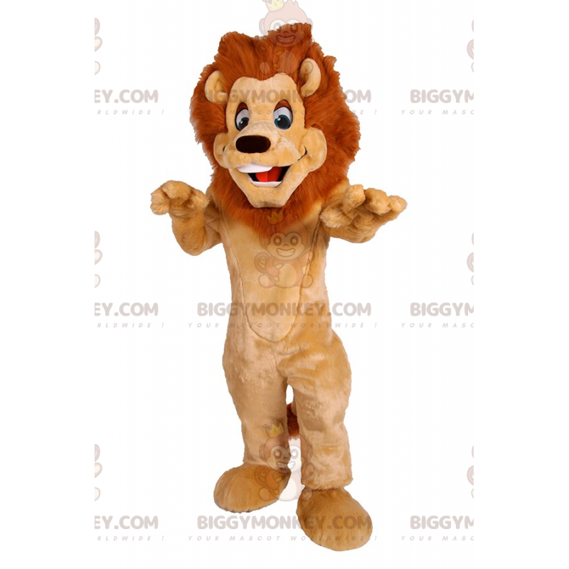 Traje de mascote BIGGYMONKEY™ de leão adorável com juba bonita
