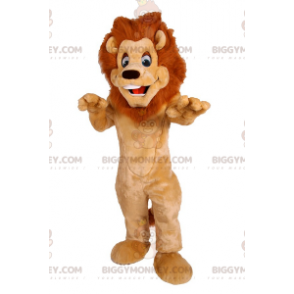 Traje de mascote BIGGYMONKEY™ de leão adorável com juba bonita