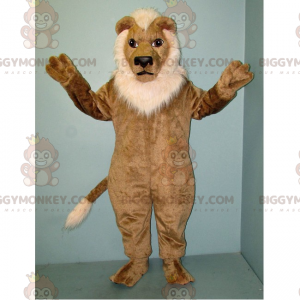 Lion BIGGYMONKEY™ Mascot Costume with White Mane -