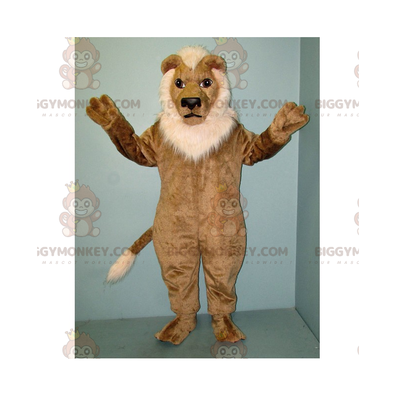 Costume de mascotte BIGGYMONKEY™ de lion avec crinière blanche
