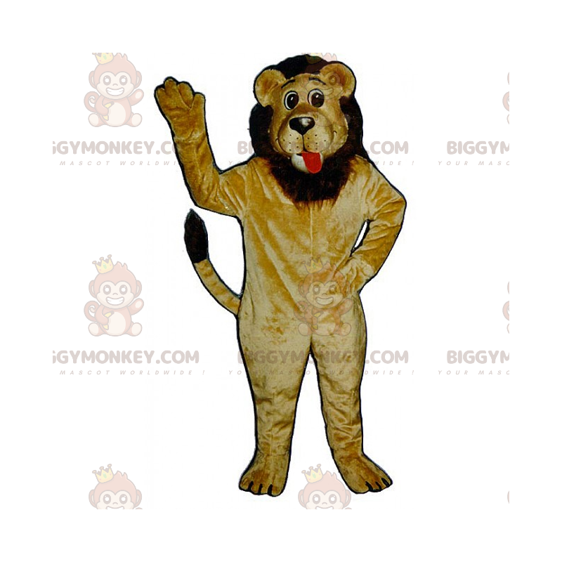 Lion BIGGYMONKEY™ Mascot Costume with Brown Mane -