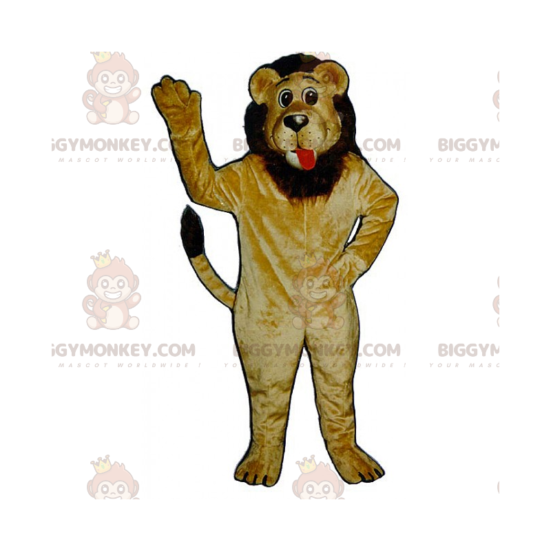 Löwe BIGGYMONKEY™ Maskottchenkostüm mit brauner Mähne -