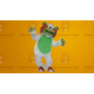 All Furry White and Green Yeti BIGGYMONKEY™ Mascot Costume –