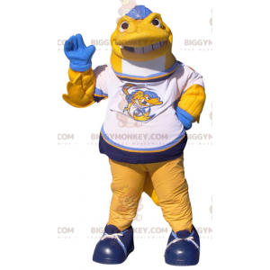 Gelb-weiß-blauer Fisch BIGGYMONKEY™ Maskottchen-Kostüm -