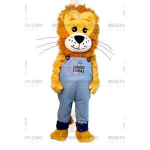 Traje de mascote de leão BIGGYMONKEY™ com juba peluda e macacão