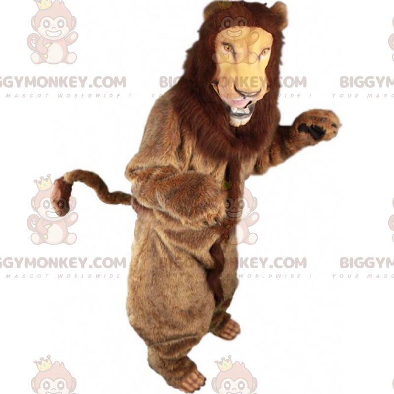 Lion BIGGYMONKEY™ Mascot Costume with Silky Mane –