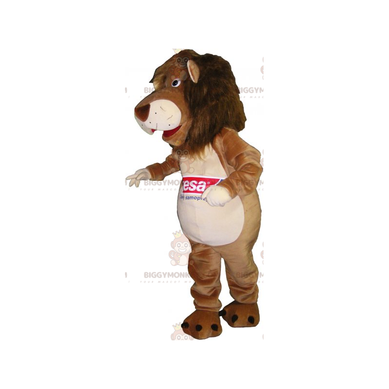 Costume de mascotte BIGGYMONKEY™ de lion avec un ventre blanc -