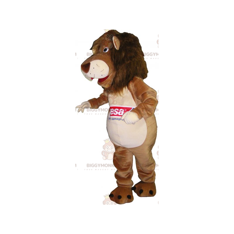 Disfraz de mascota Lion BIGGYMONKEY™ con vientre blanco -