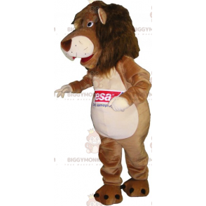 Costume da mascotte Leone BIGGYMONKEY™ con pancia bianca -