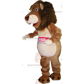Costume de mascotte BIGGYMONKEY™ de lion avec un ventre blanc -