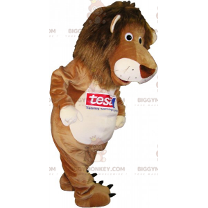 Costume de mascotte BIGGYMONKEY™ de lion avec un ventre blanc -