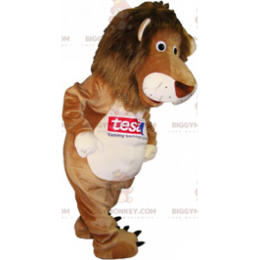 Costume de mascotte BIGGYMONKEY™ de lion avec un ventre blanc -
