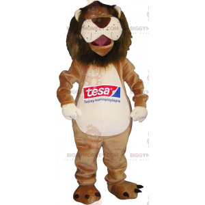 Costume da mascotte Leone BIGGYMONKEY™ con pancia bianca -