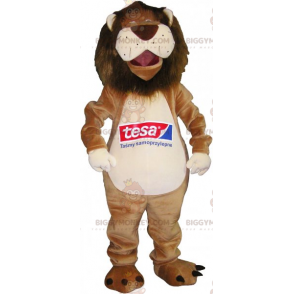 Costume de mascotte BIGGYMONKEY™ de lion avec un ventre blanc -