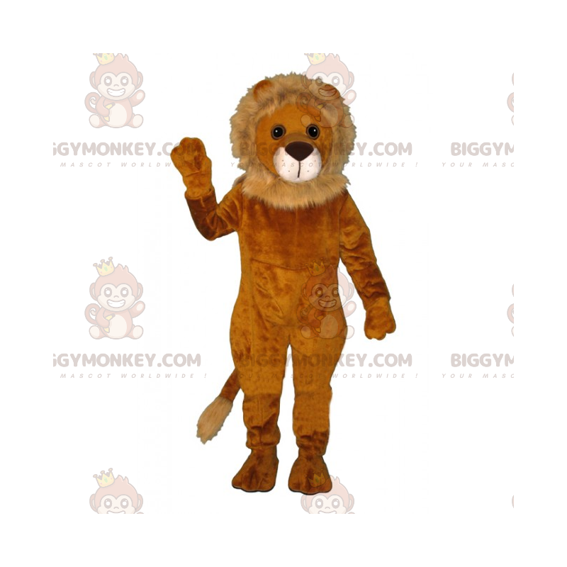 Traje de mascote de leão BIGGYMONKEY™ com juba bege pequena –