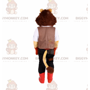 Løve BIGGYMONKEY™ maskotkostume med eventyrer-outfit -