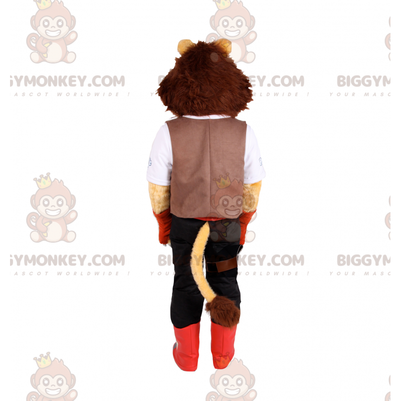 Lion BIGGYMONKEY™ Mascot Costume with Adventurer Outfit -