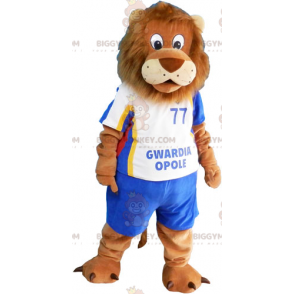 Costume da mascotte Leone BIGGYMONKEY™ con completo da calcio