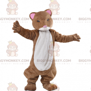BIGGYMONKEY™ Costume mascotte criceto furetto marrone e bianco
